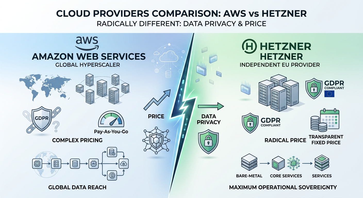 Amazon Web Services vs Hetzner: Cloud Providers With Radically Different Data Privacy and Price