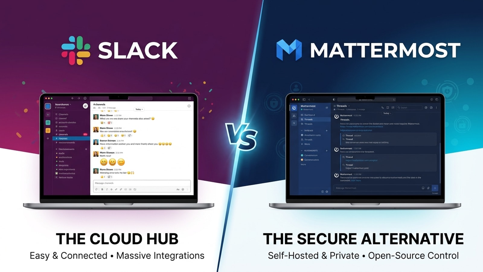 Slack vs Mattermost: plataformas de chat empresarial con privacidad de conversaciones completamente diferente