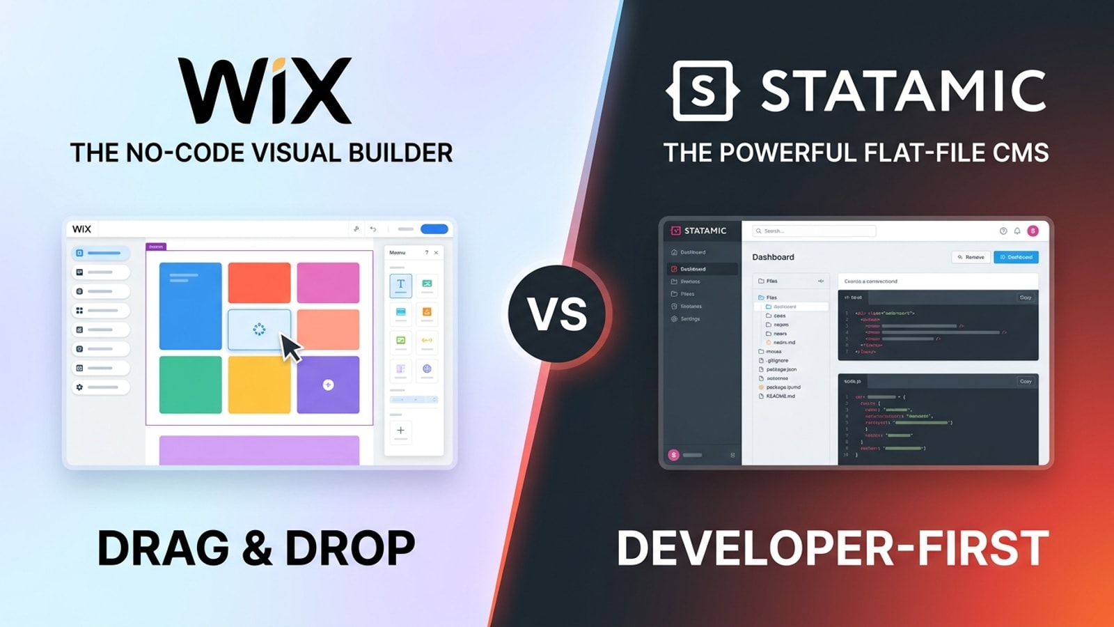 Wix vs Statamic: constructores de sitios web con independencia de hosting completamente diferente